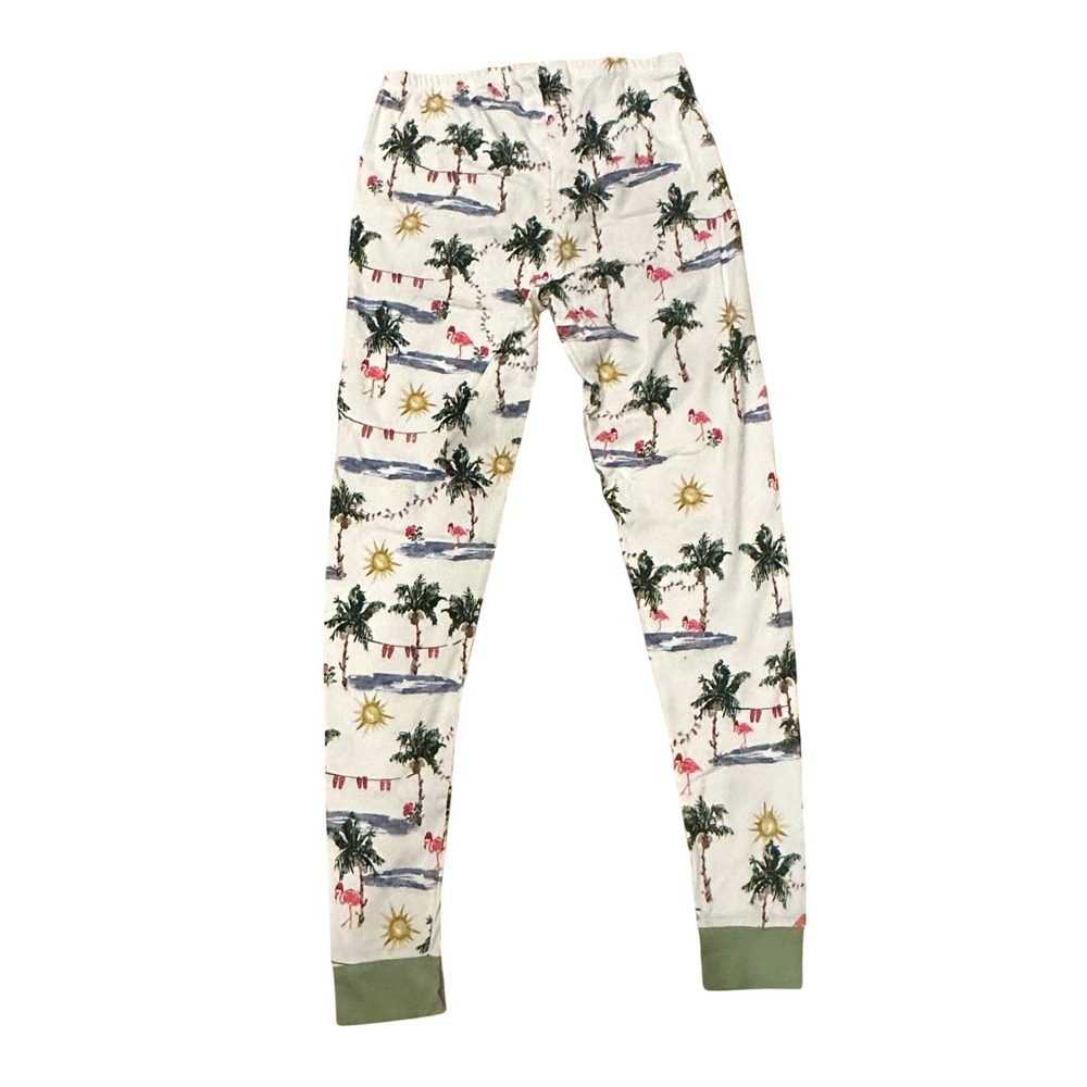 NWOT Burts Bees Organic Pajama Pants M Tropical Flamingo Cozy Xmas PJ Festive